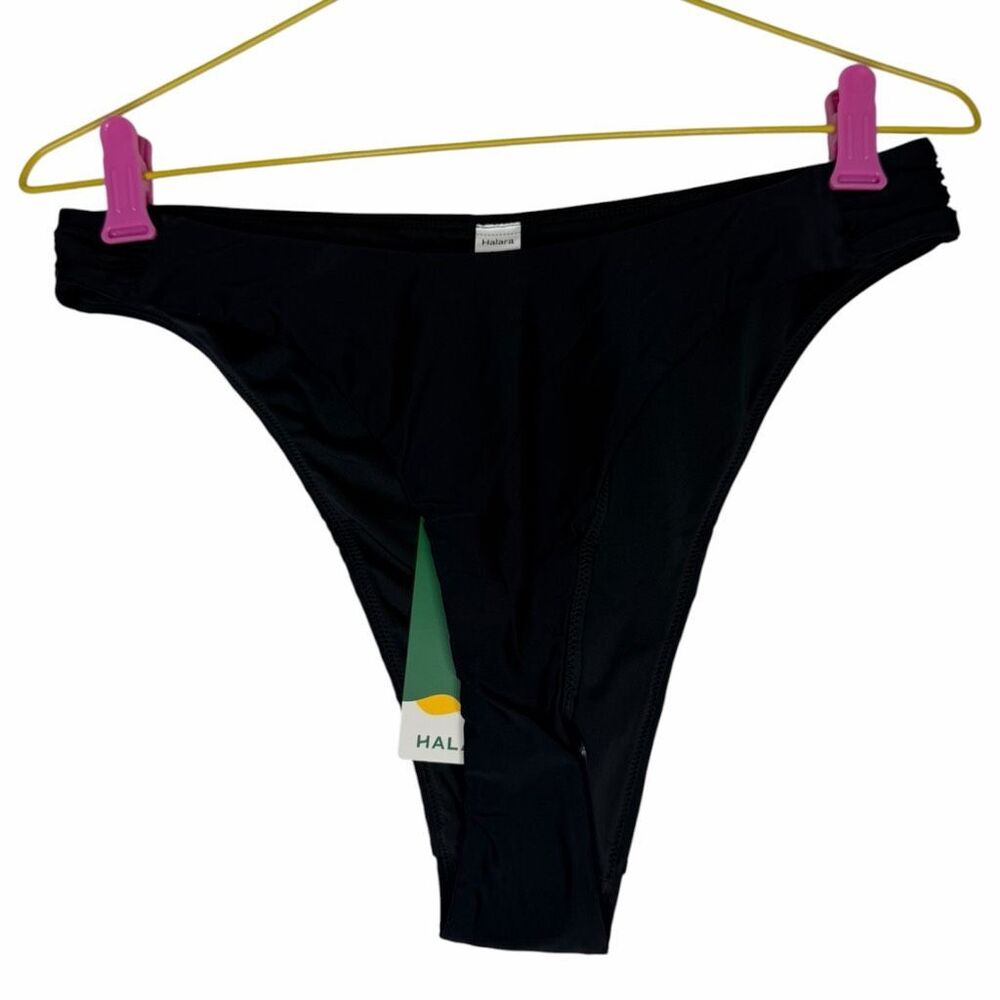 NEW Halara Black Ruched Side Cheeky Bikini Bottom Swimwear XL